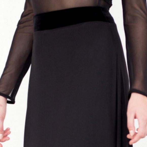 MONARCKY CANADIAN designer NWT skirt Sz S BLACK VELVET TRIM on mesh formal - Picture 2 of 10